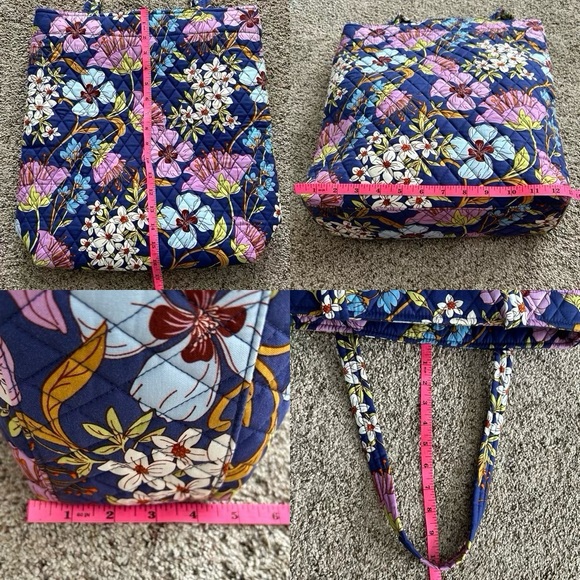 Vera Bradley Large North South Coffee Garden Floral Tote Zip Close Laptop Sleeve - Picture 16 of 16